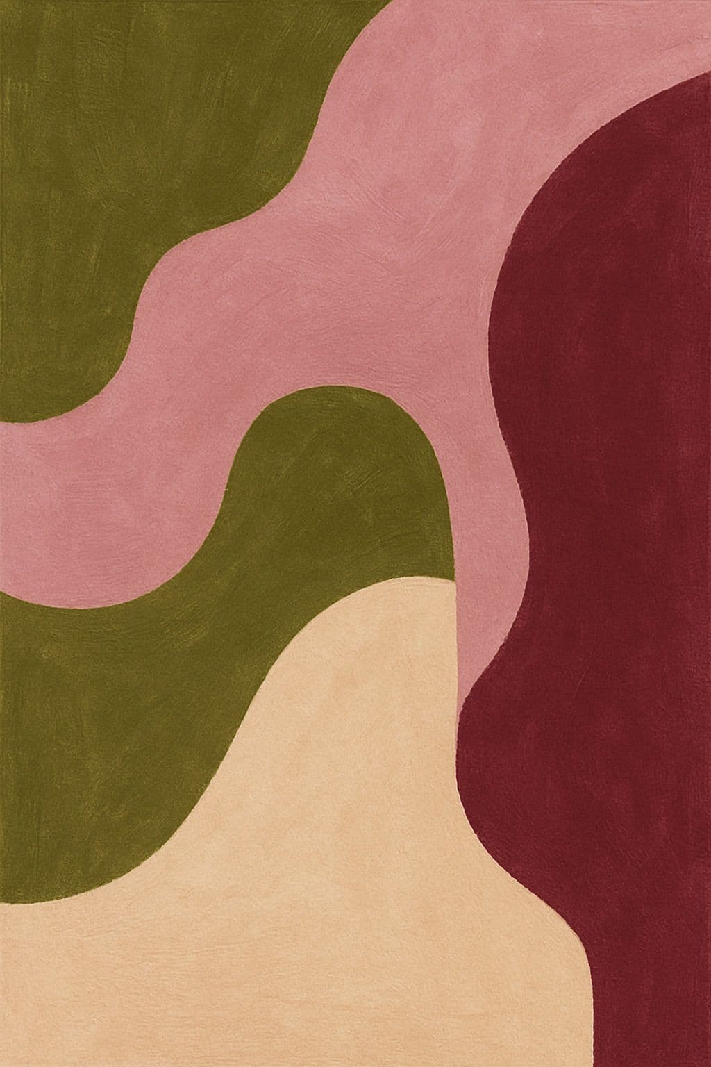A hand-woven Karavi rug with organic forms, styled in a room